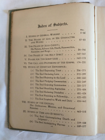 The Baptist Hymn and Praise Book Subject Index
