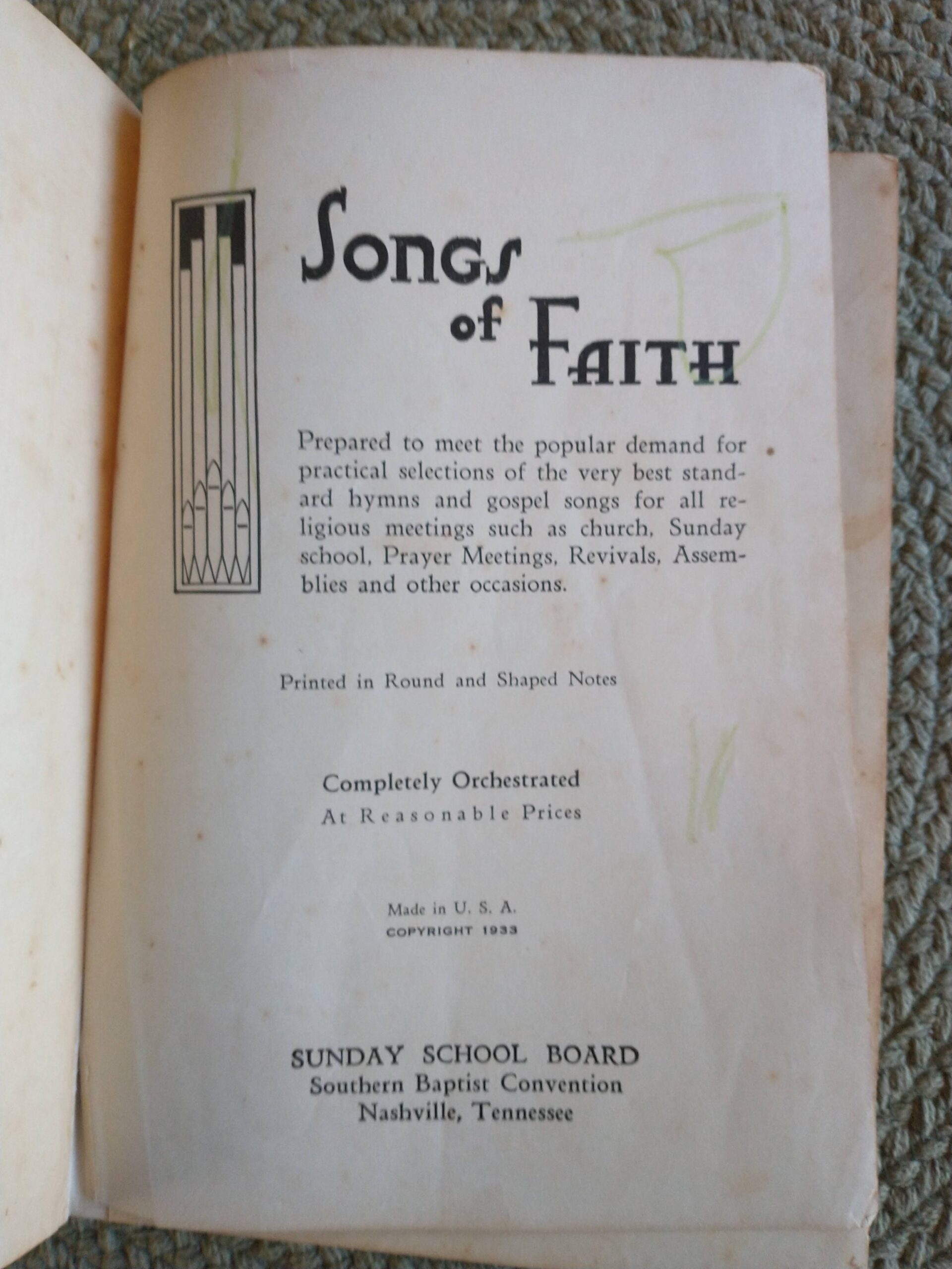 Songs of Faith Hymnal - Title